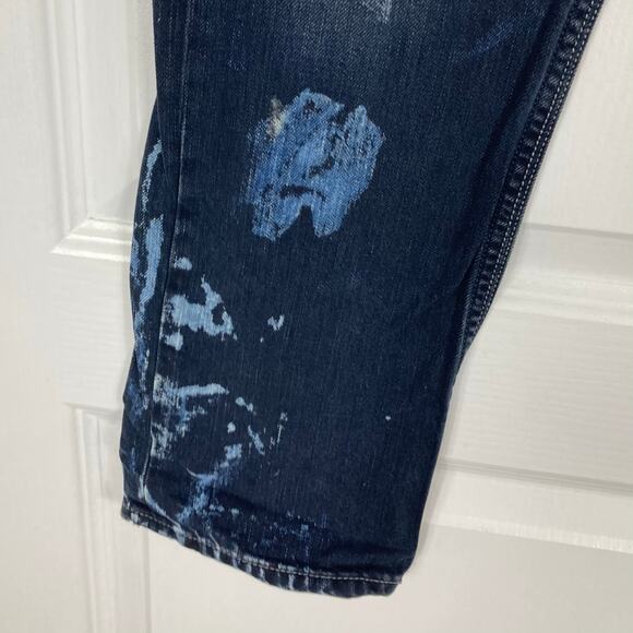 NWOT DIESEL Jeans Men 30x30 ITALY Thanaz Blue Acid Splatter Patchwork Distress - Picture 4 of 16